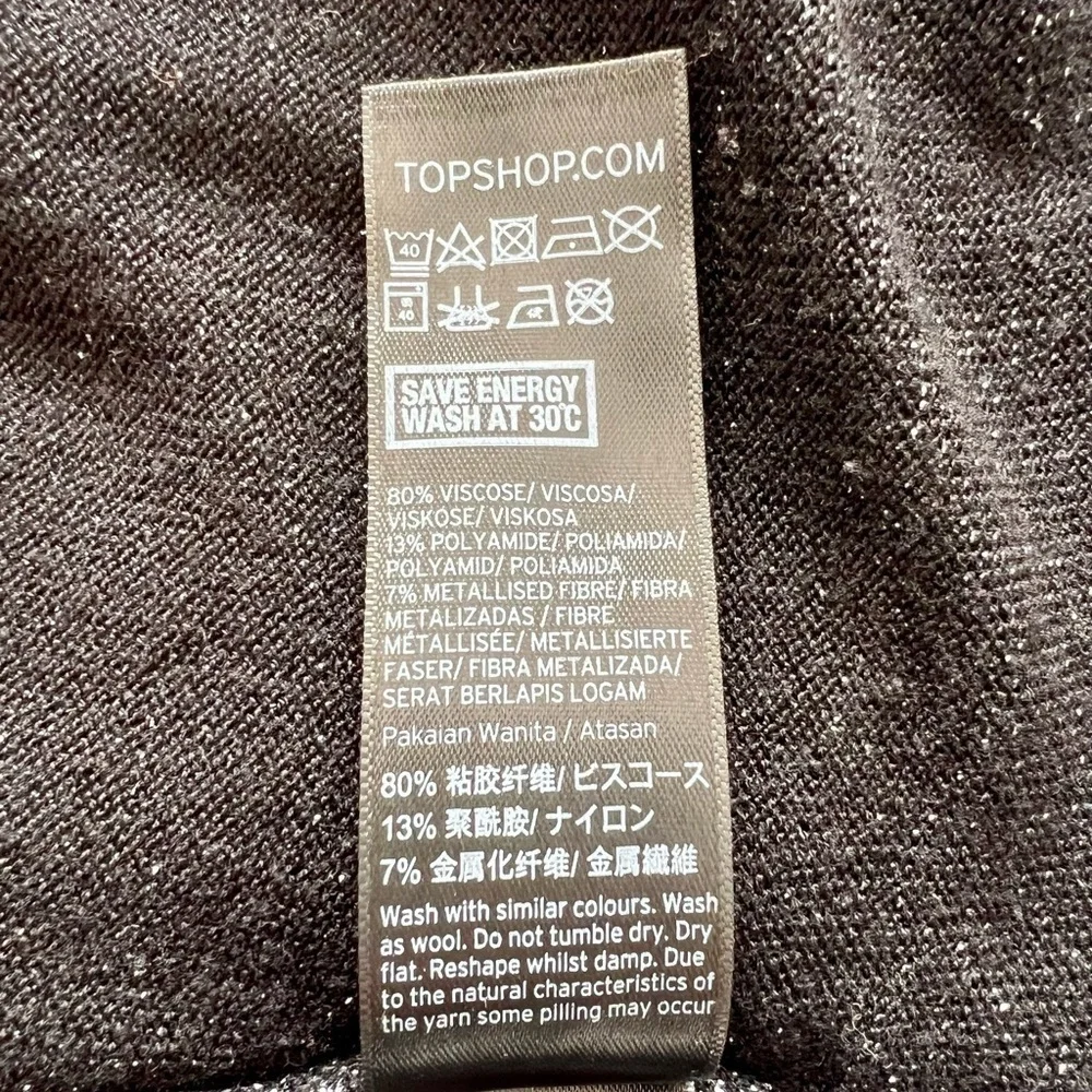 EUC Topshop Cross Back Longline Metallic Sweater Size 8